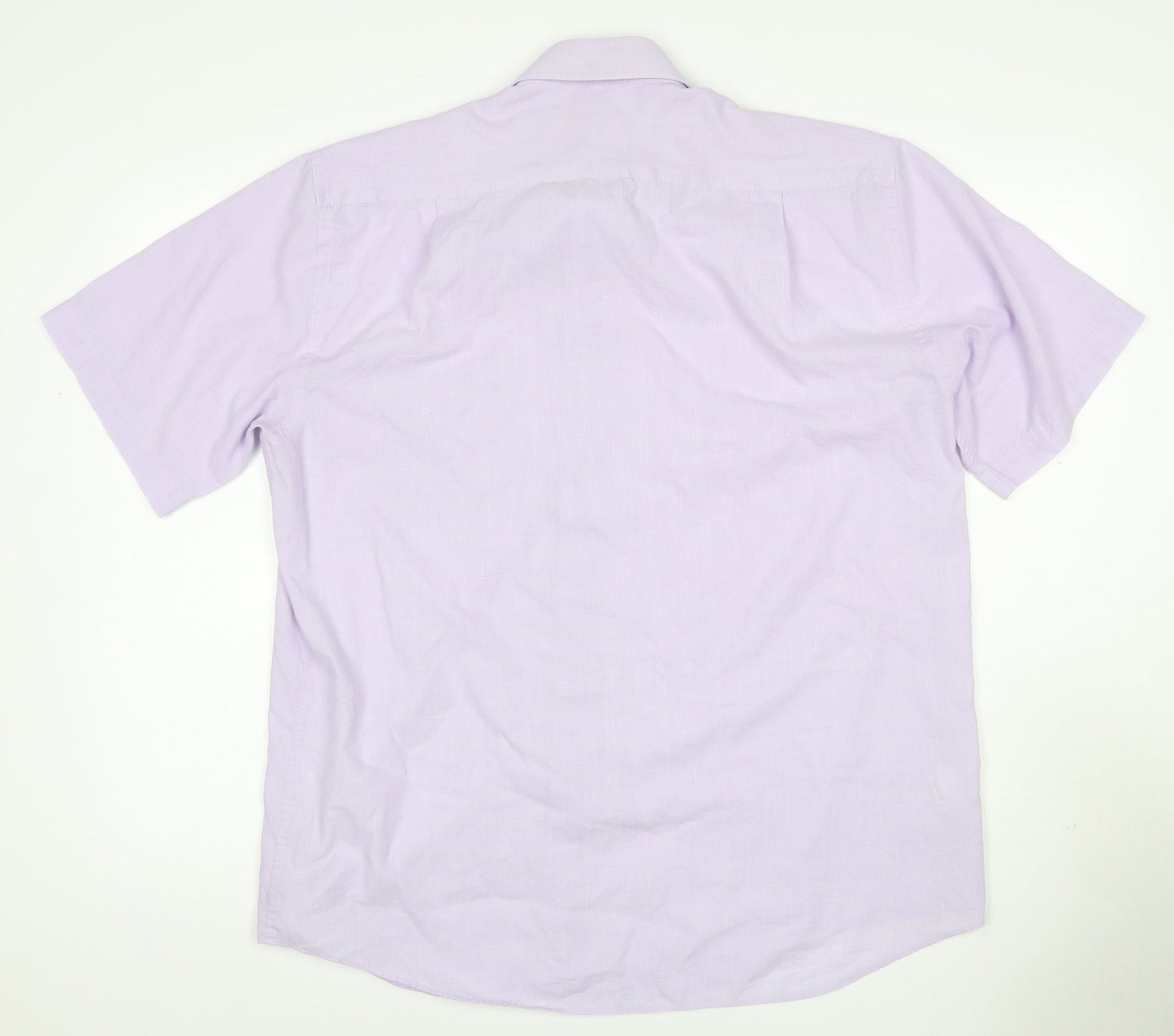 Marks & Spencer Men’s Purple 16.5 Check Easy Care Short Sleeve Shirt