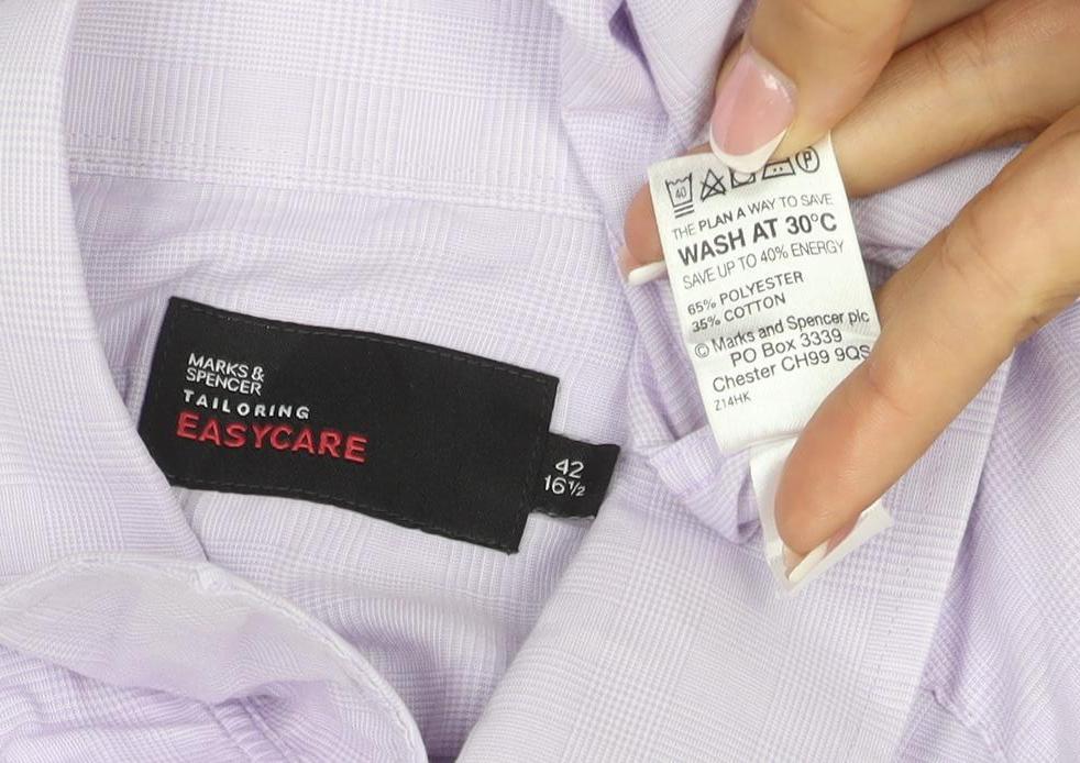 Marks & Spencer Men’s Purple 16.5 Check Easy Care Short Sleeve Shirt