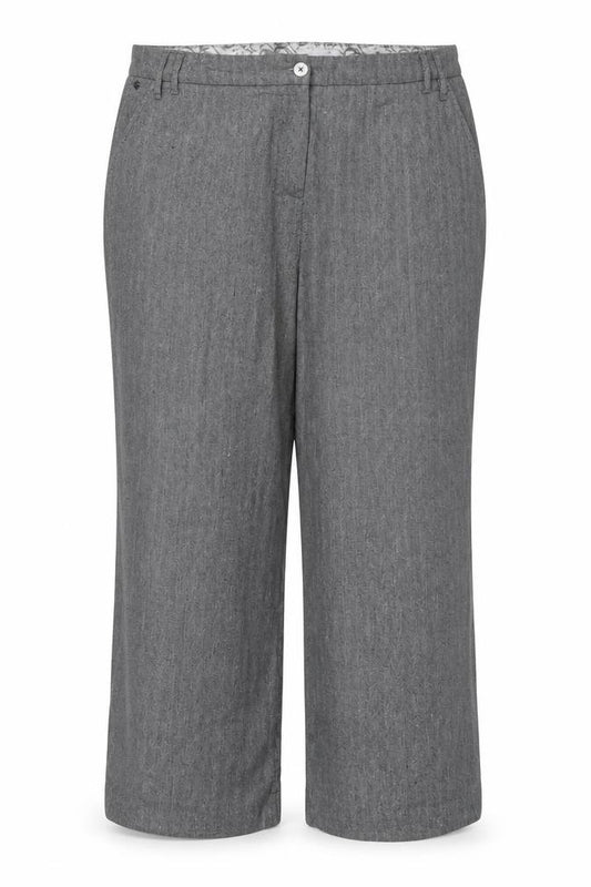 Per Una Women’s Grey Herringbone Trousers UK 18 Straight Linen Blend