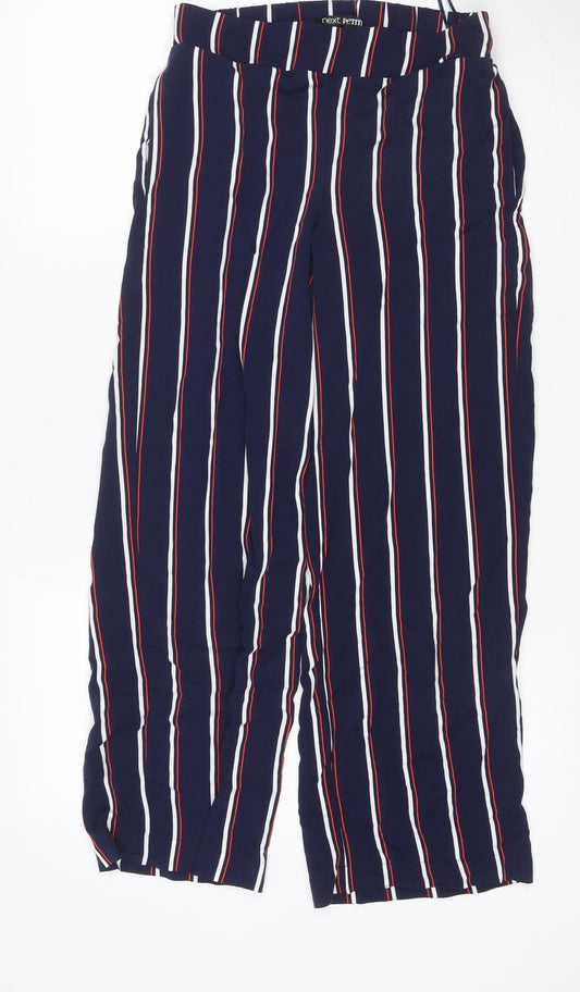 Next Women’s Blue Striped Wide Leg Drawstring Trousers UK 8 Petite