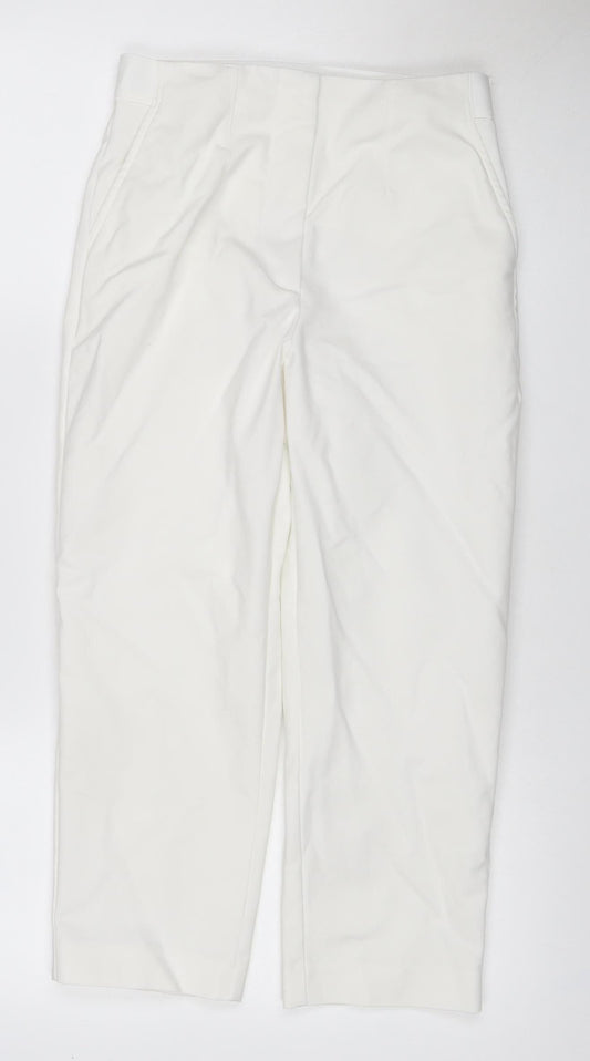 Marks and Spencer Women Ivory Size 8 Regular Straight Stretch Trousers