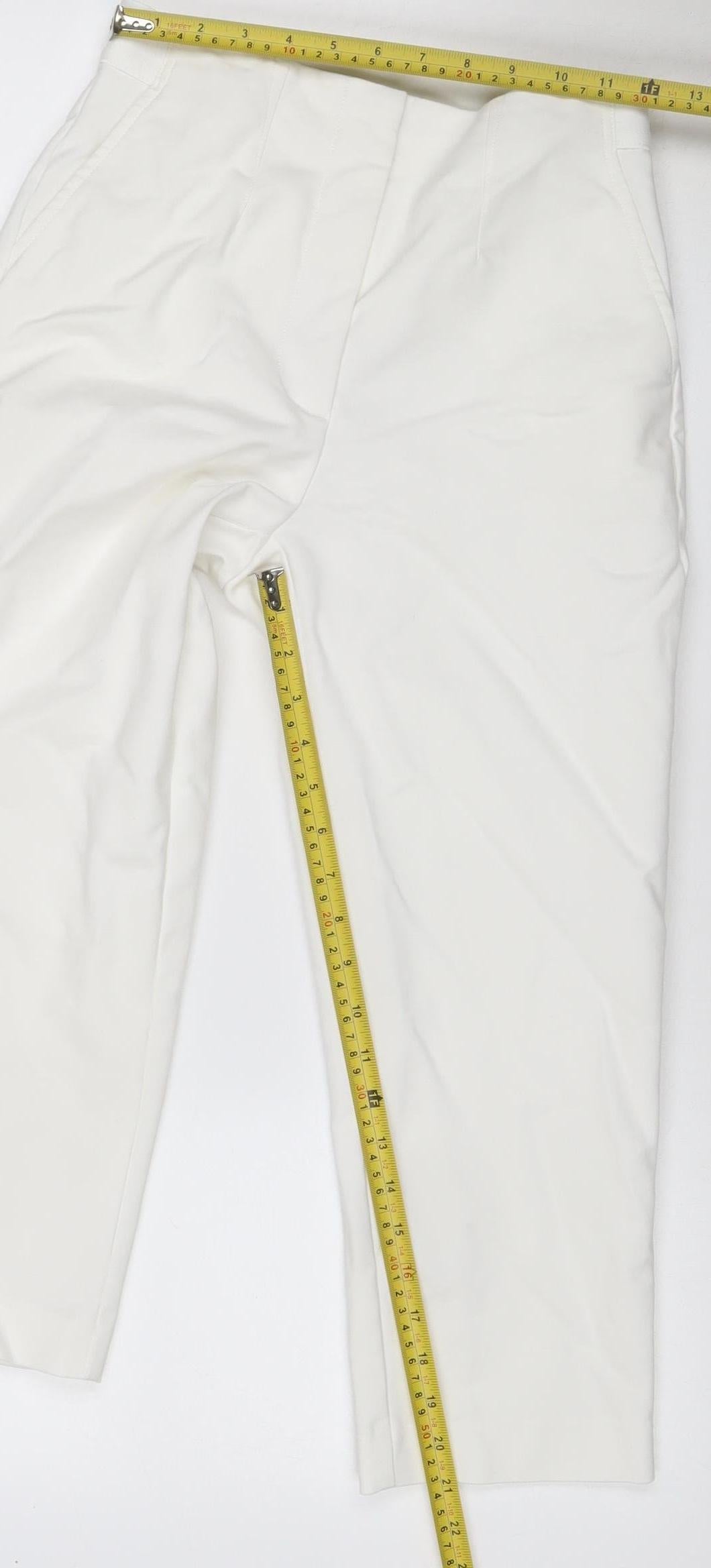 Marks and Spencer Women Ivory Size 8 Regular Straight Stretch Trousers