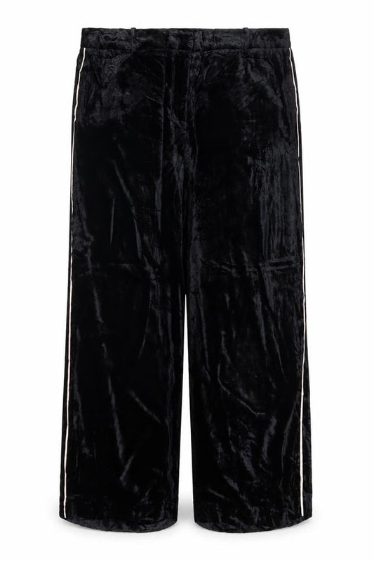 M&S Per Una Women’s Black Velvet Wide-Leg Trousers UK 22 Short