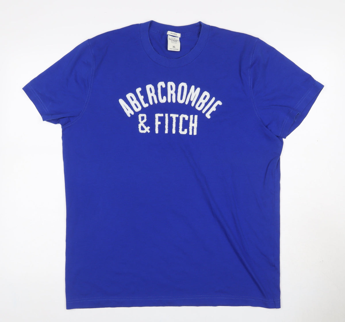 Abercrombie & Fitch Men Blue XL Muscle Logo Graphic Crew Neck T-Shirt