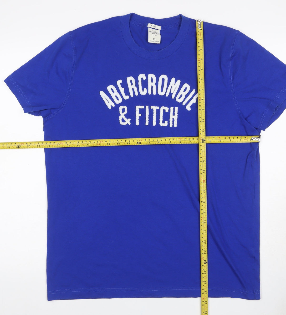 Abercrombie & Fitch Men Blue XL Muscle Logo Graphic Crew Neck T-Shirt