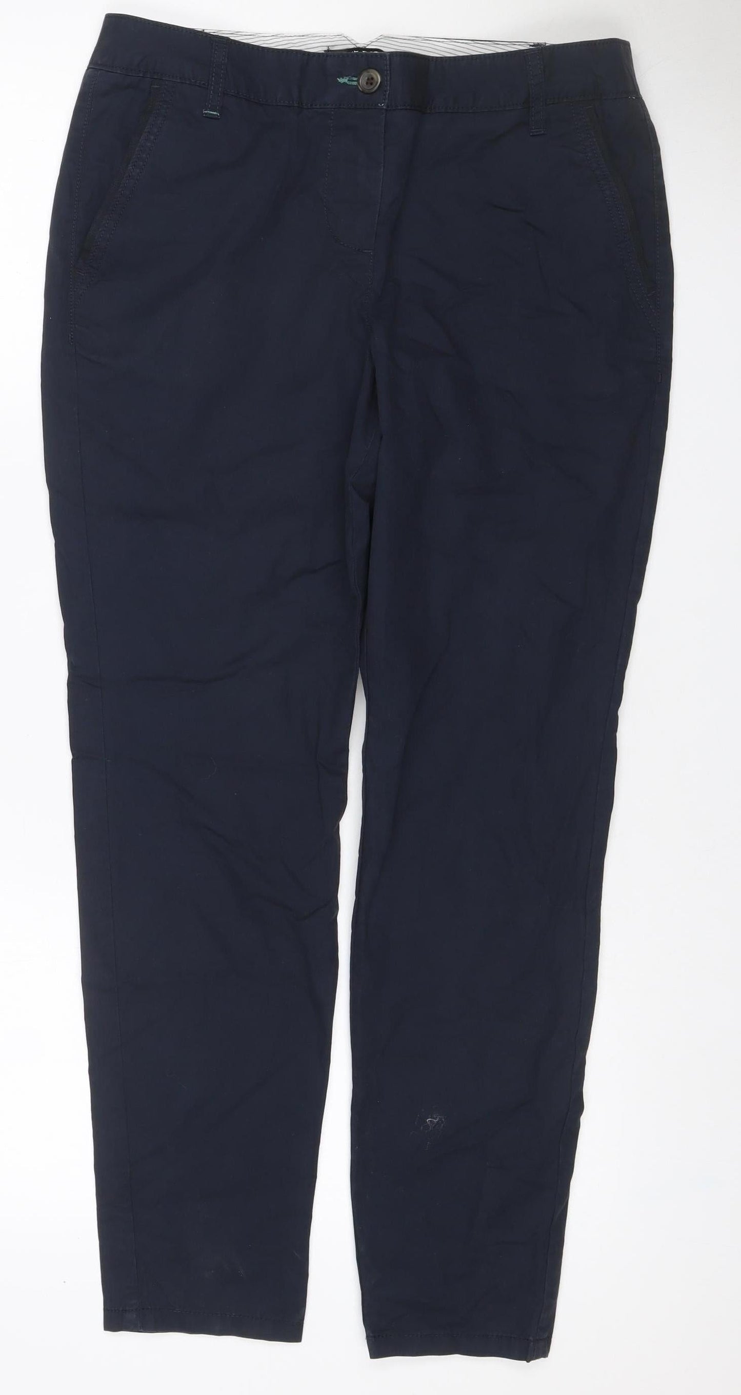 Next Women’s Navy Petite UK 10P Cotton Chino Trousers Pockets