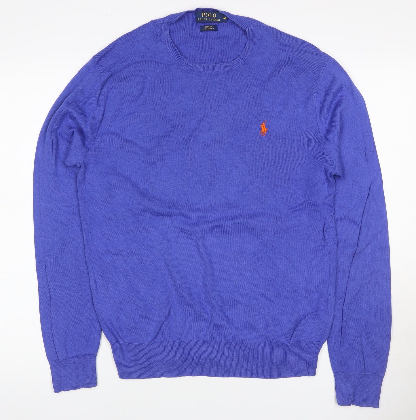 Polo Ralph Lauren Men Blue M Slim Fit Pima Cotton Crew Neck Jumper