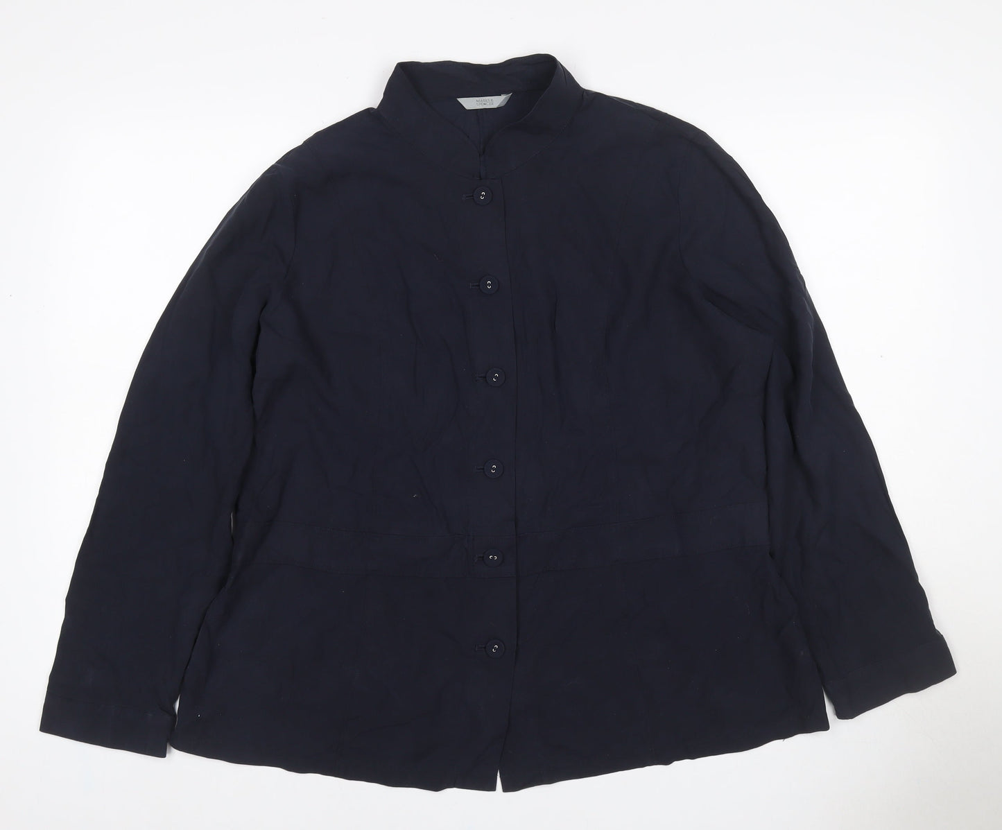 Marks and Spencer Women’s Navy UK 18 Silk Tunic Button-Up Blouse