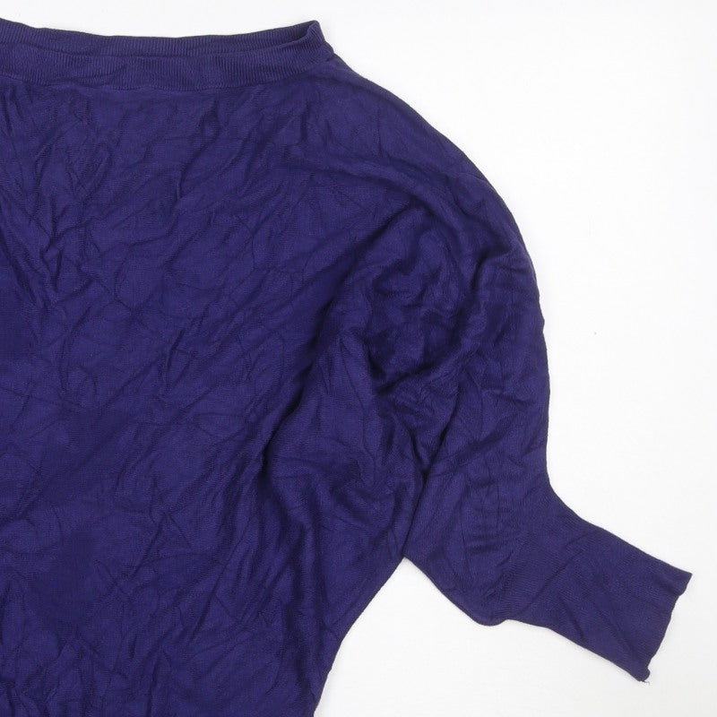 Version Sud Women Purple M Dolman Sleeve Round Neck Knit Jumper