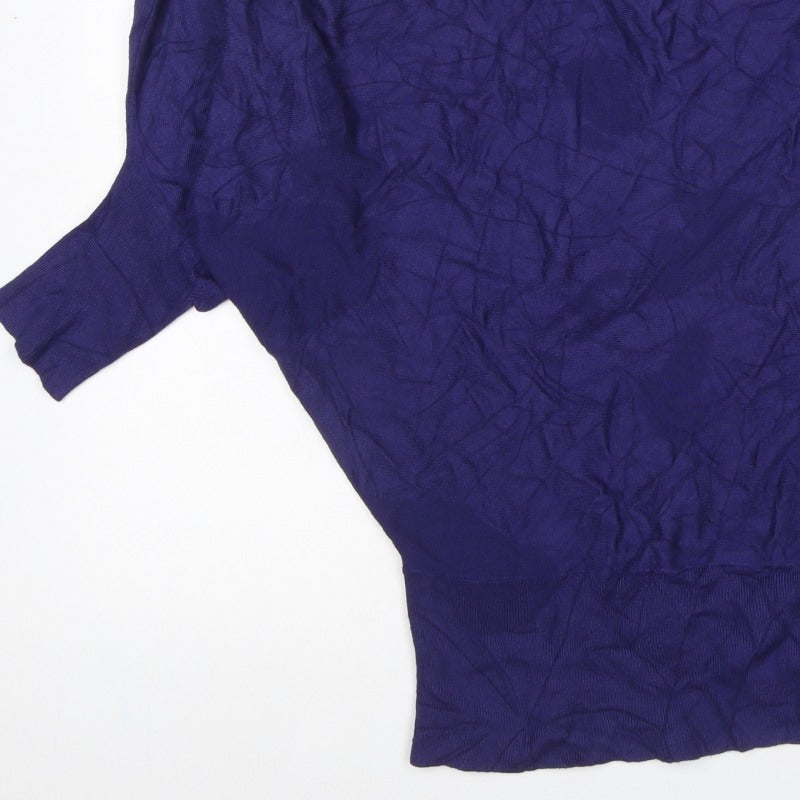 Version Sud Women Purple M Dolman Sleeve Round Neck Knit Jumper