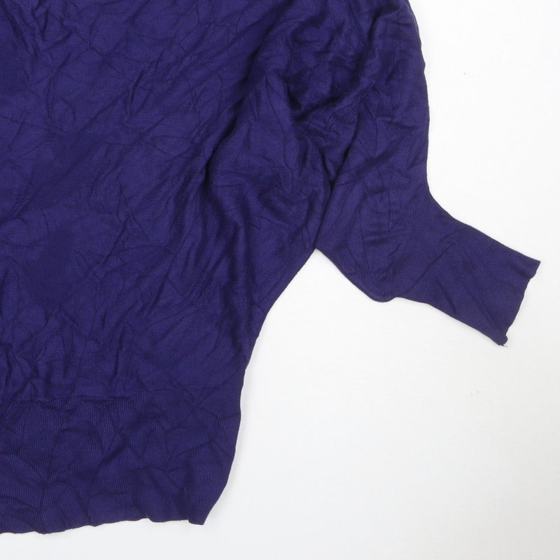 Version Sud Women Purple M Dolman Sleeve Round Neck Knit Jumper