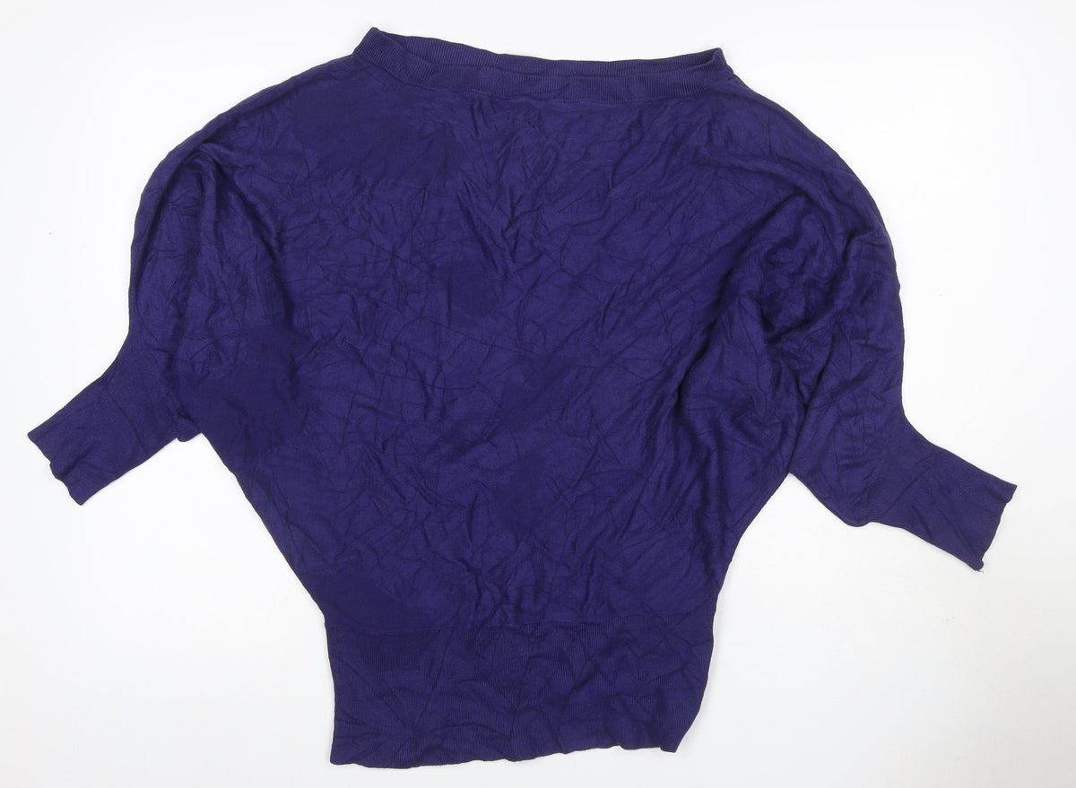 Version Sud Women Purple M Dolman Sleeve Round Neck Knit Jumper
