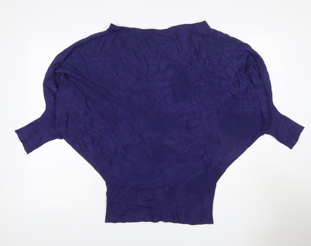 Version Sud Women Purple M Dolman Sleeve Round Neck Knit Jumper