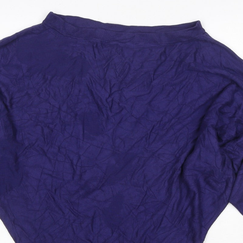Version Sud Women Purple M Dolman Sleeve Round Neck Knit Jumper