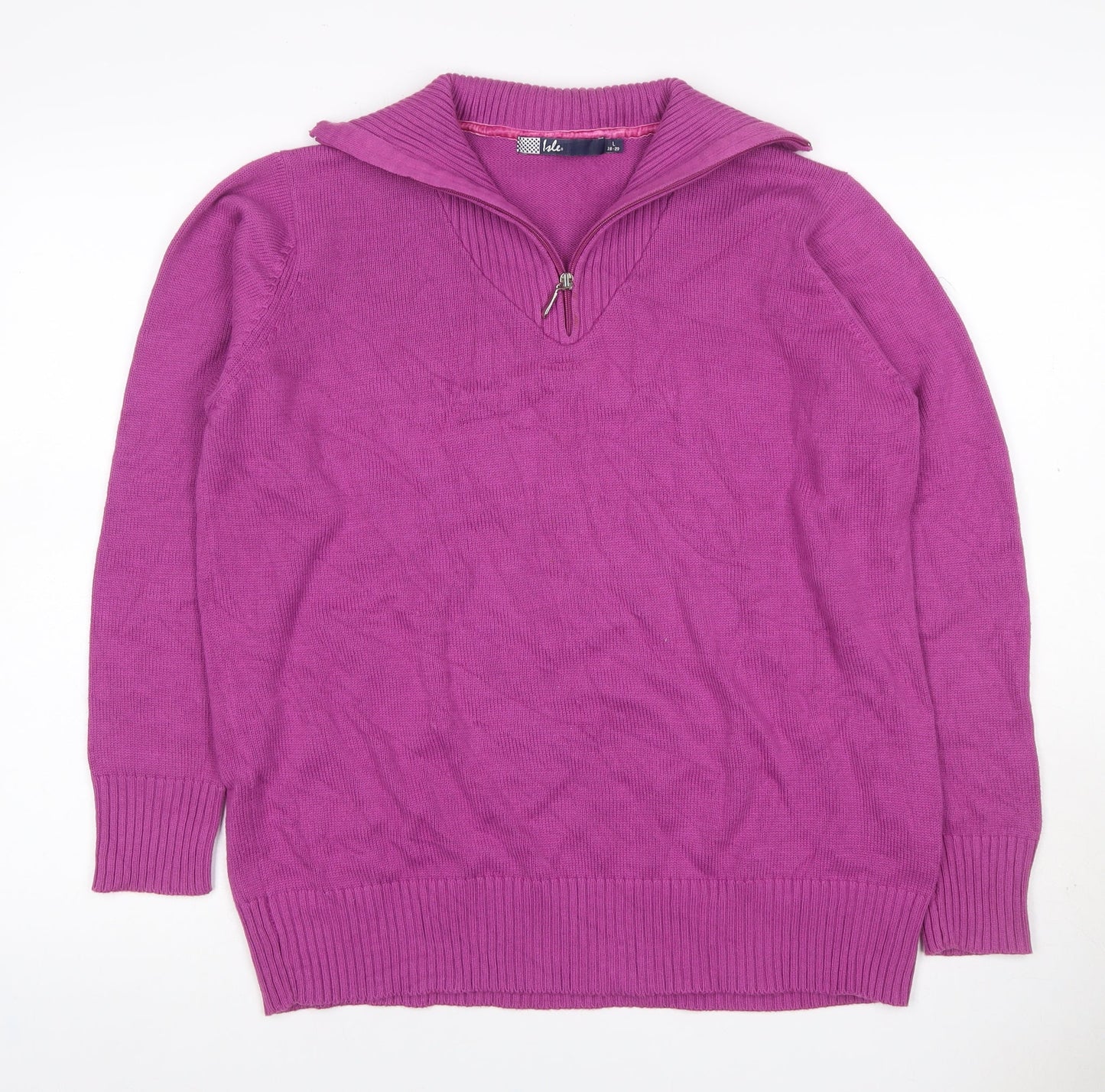 Isle Women Purple Size 18 1/4 Zip High Neck Knit Jumper