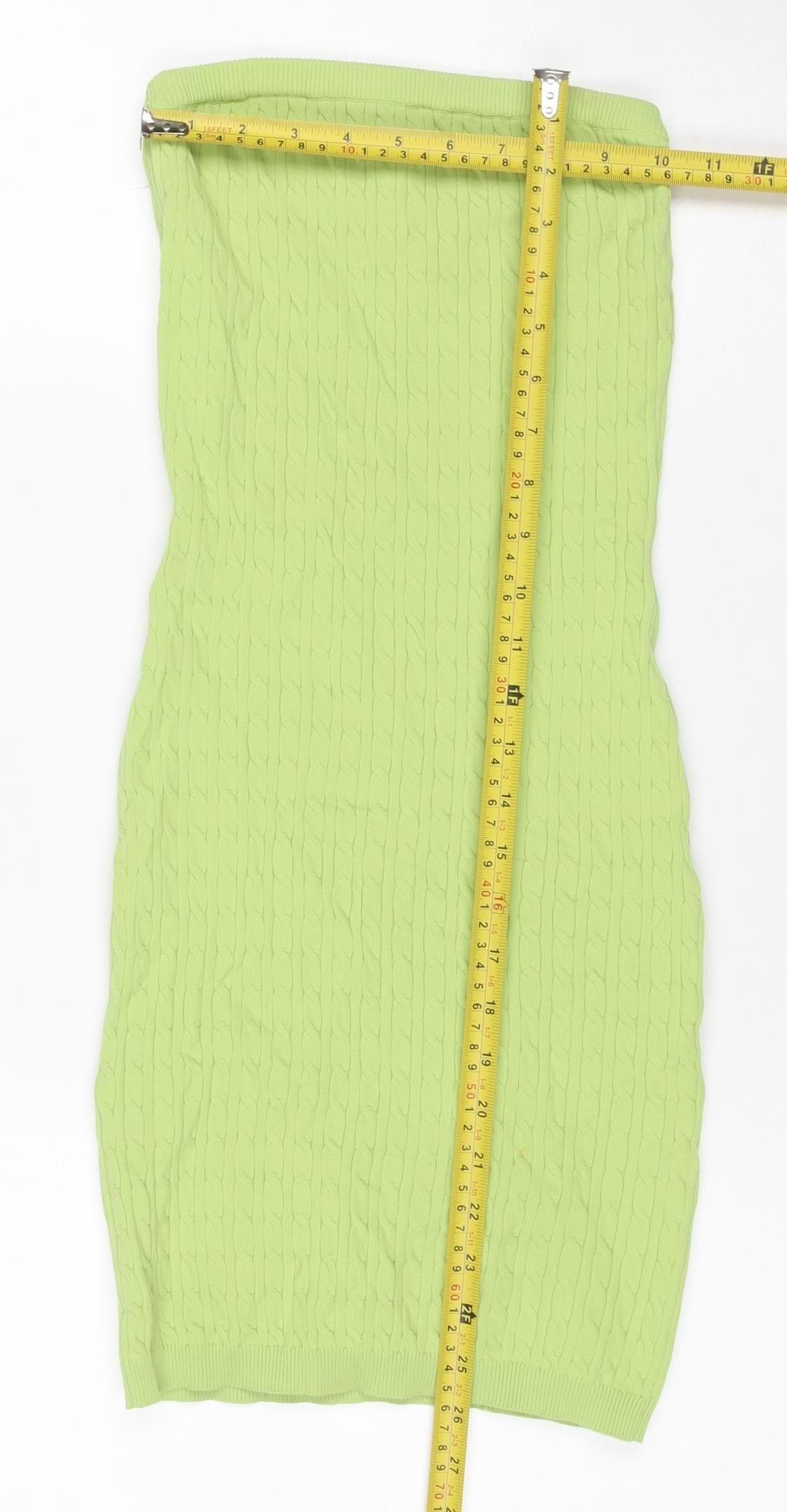 Bershka Women Green XS Bodycon Mini Knit Sleeveless Dress