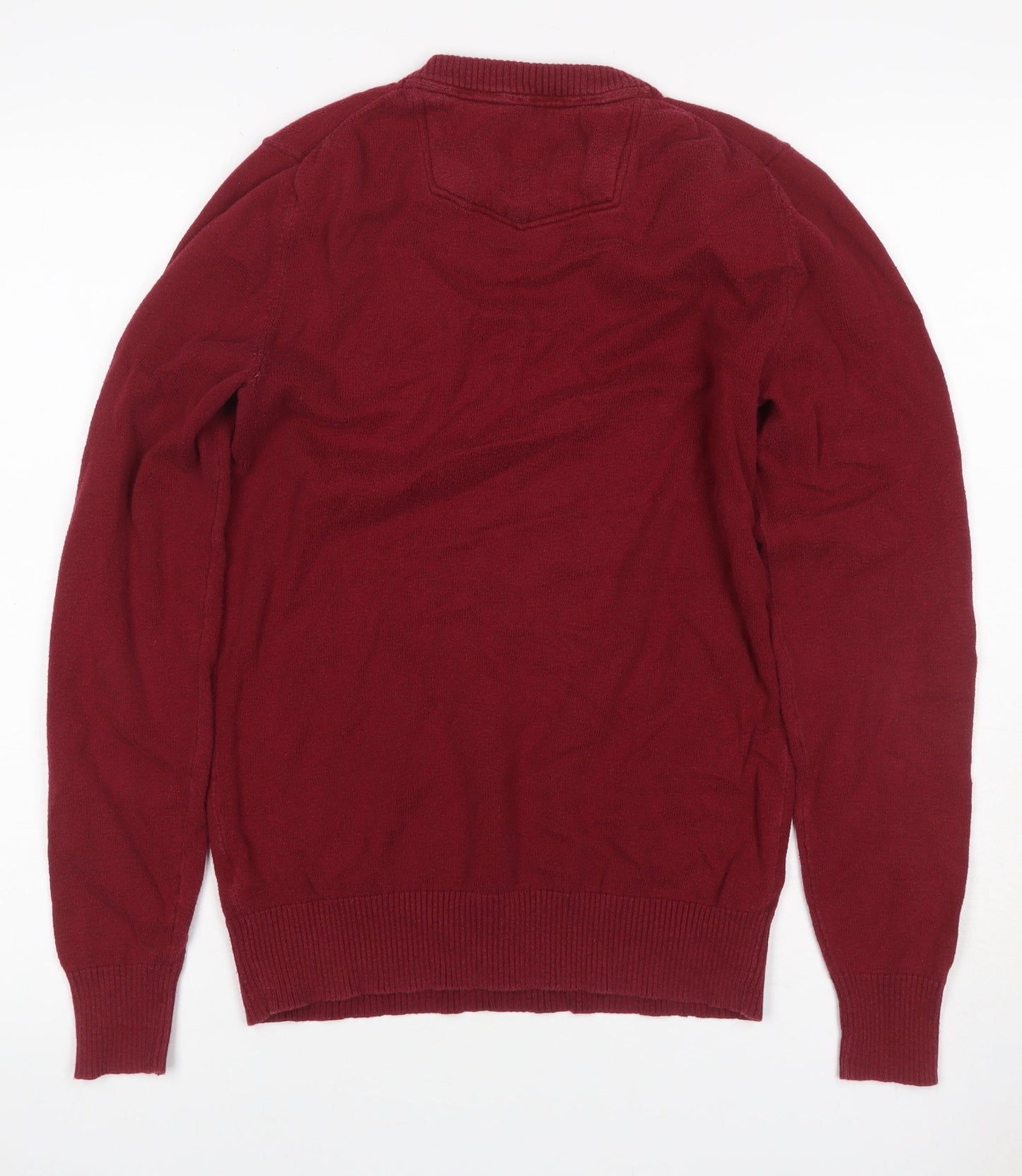 FatFace Men's Red XS V-Neck Pullover Cotton Blend Knit Jumper Logo