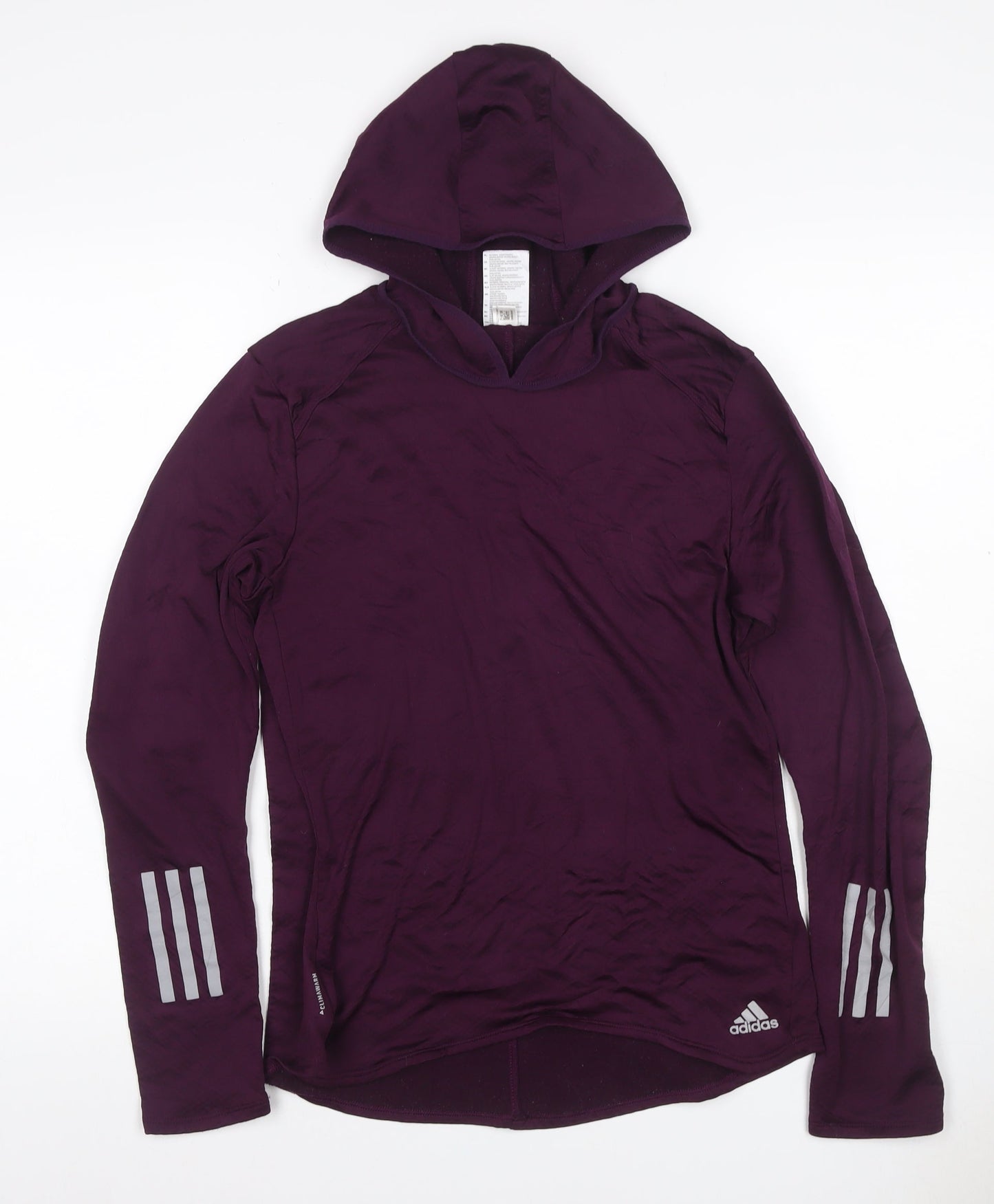 adidas Women Purple S Climawarm Hooded Long Sleeve Activewear Top