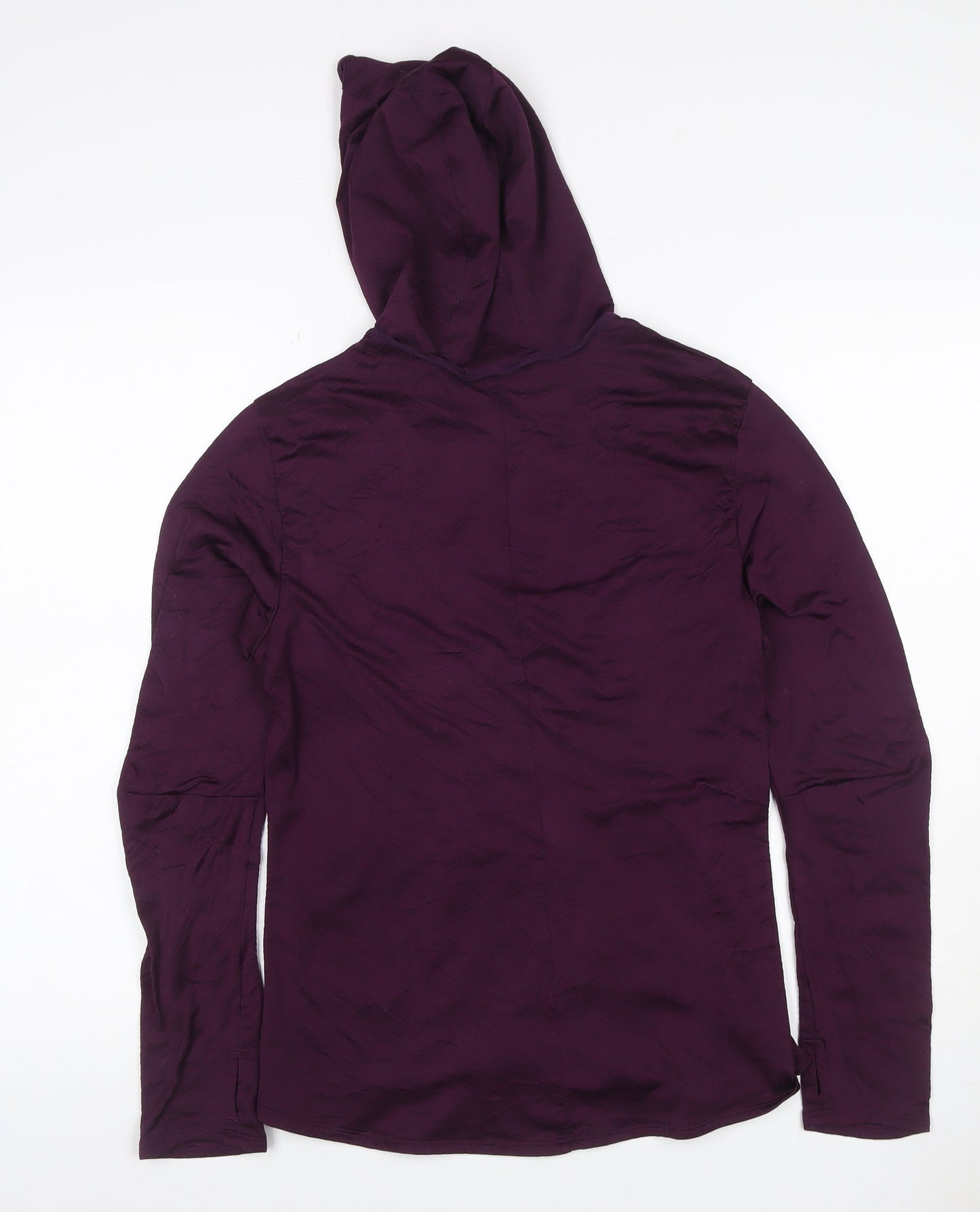adidas Women Purple S Climawarm Hooded Long Sleeve Activewear Top