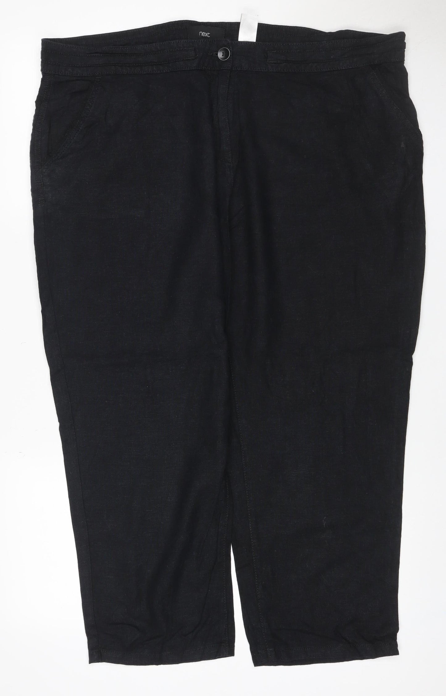 Next Women’s Black Linen Blend Straight Trousers UK 20 Regular