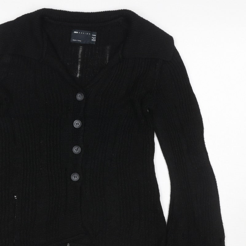 ASOS Design Women’s Black Petite UK 8 Cable Knit Button Cardigan