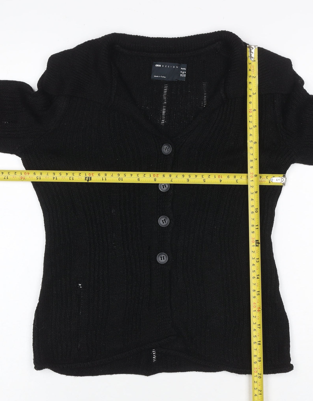 ASOS Design Women’s Black Petite UK 8 Cable Knit Button Cardigan