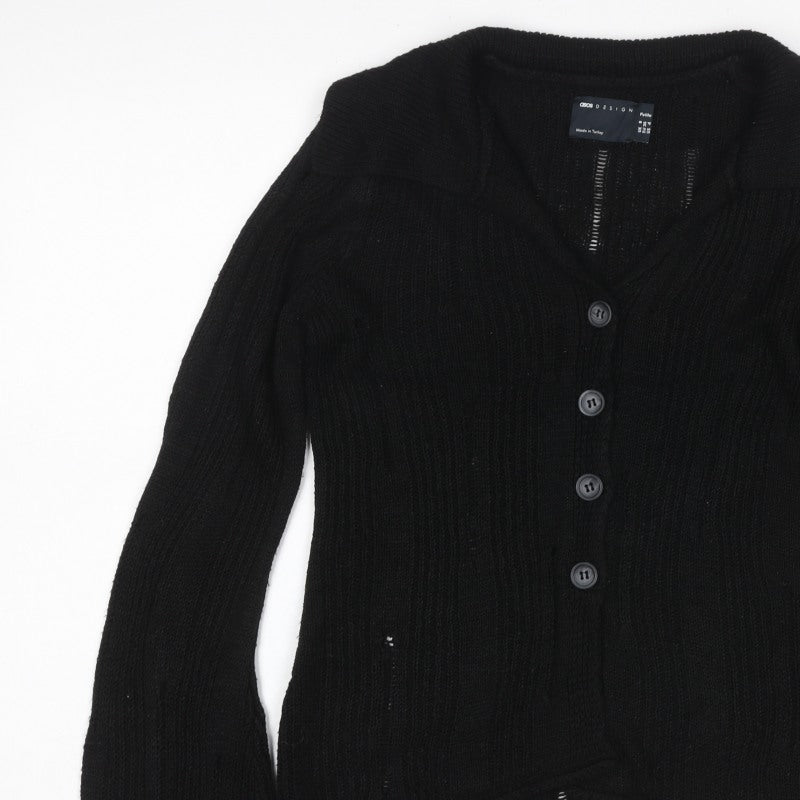 ASOS Design Women’s Black Petite UK 8 Cable Knit Button Cardigan