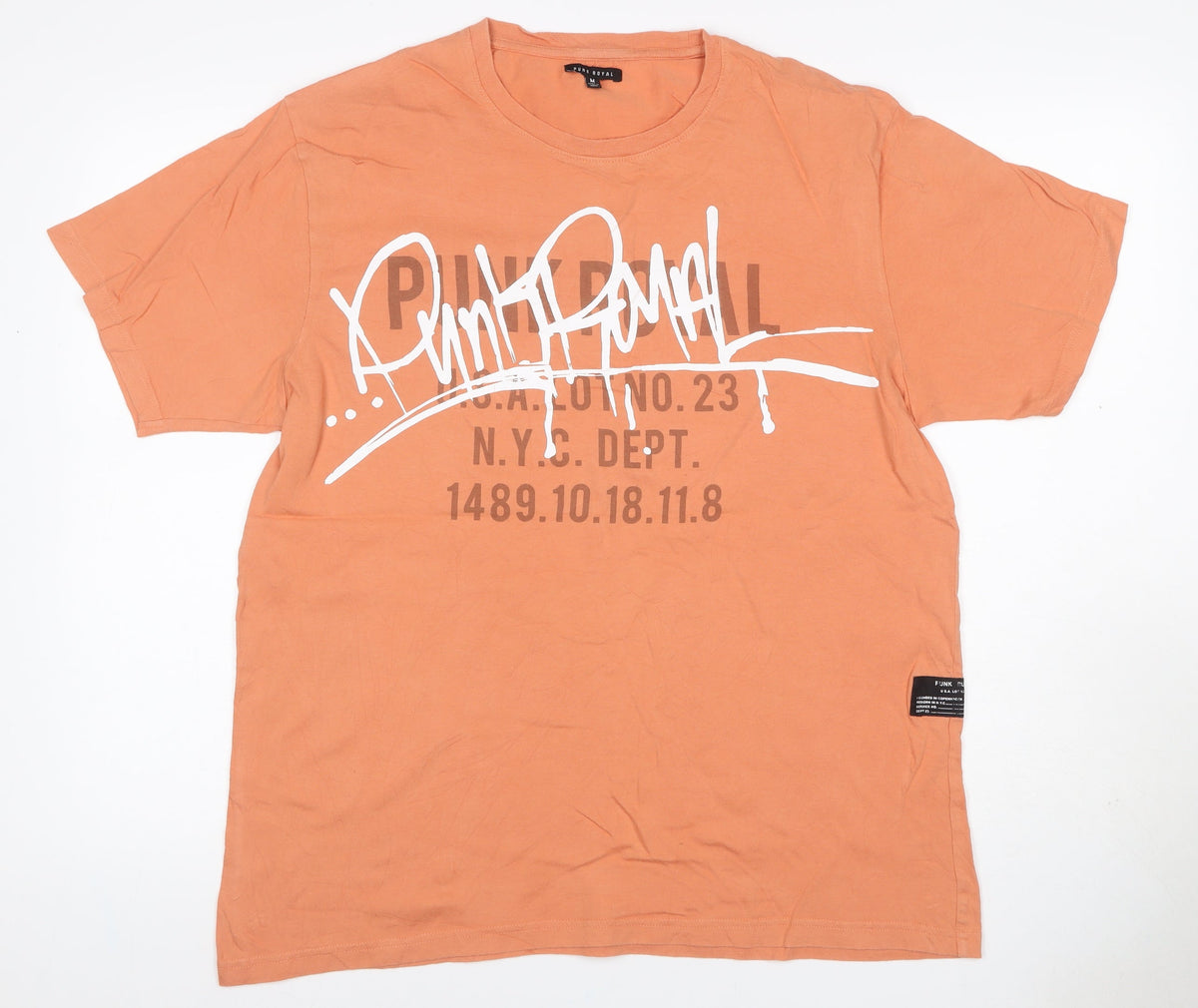 Back view of Punk Royal Men's Orange M Graphic Print Crew Neck Short Sleeve T-Shirt
