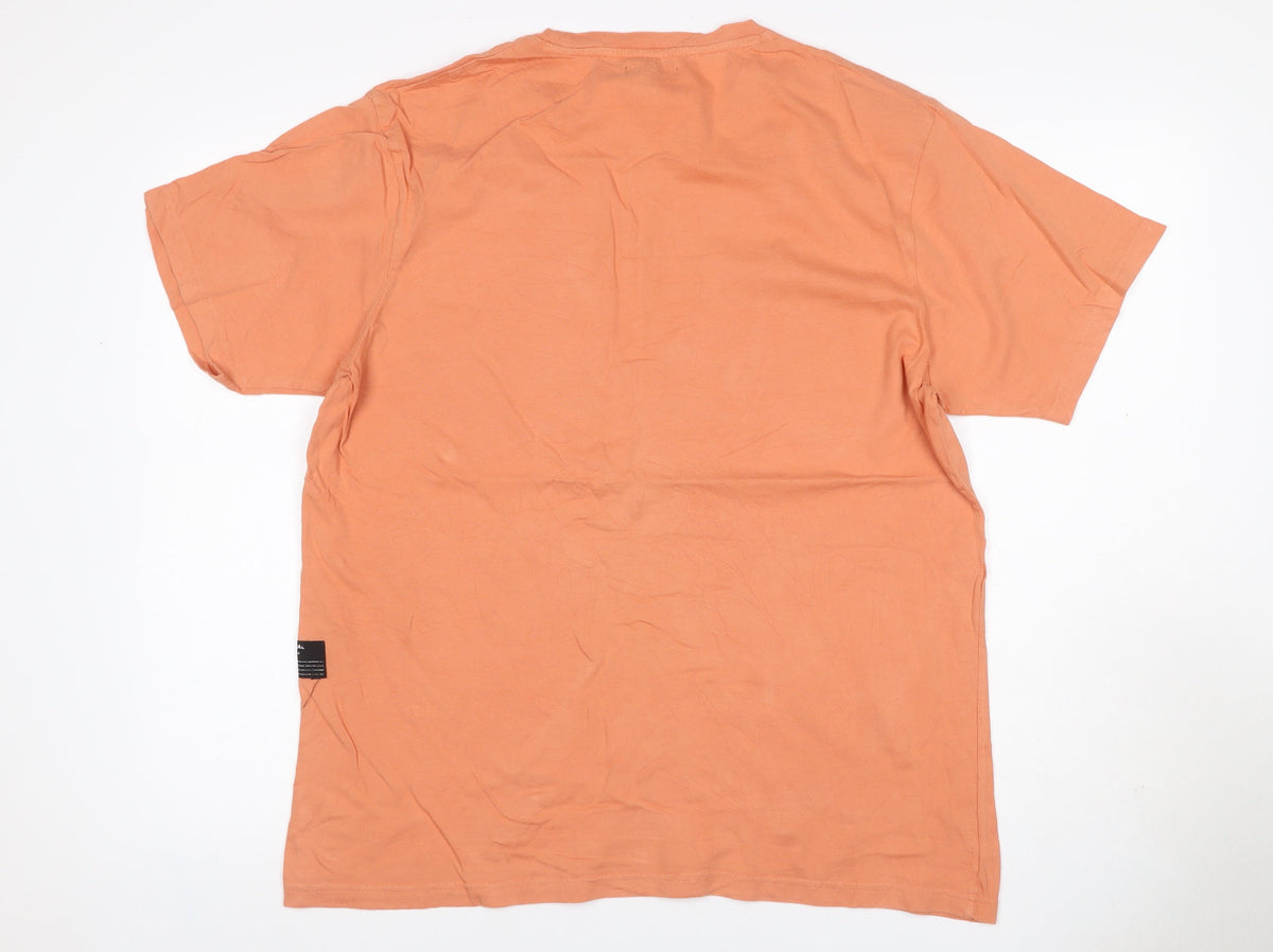 Close-up detail of Punk Royal Men's Orange M Graphic Print Crew Neck Short Sleeve T-Shirt