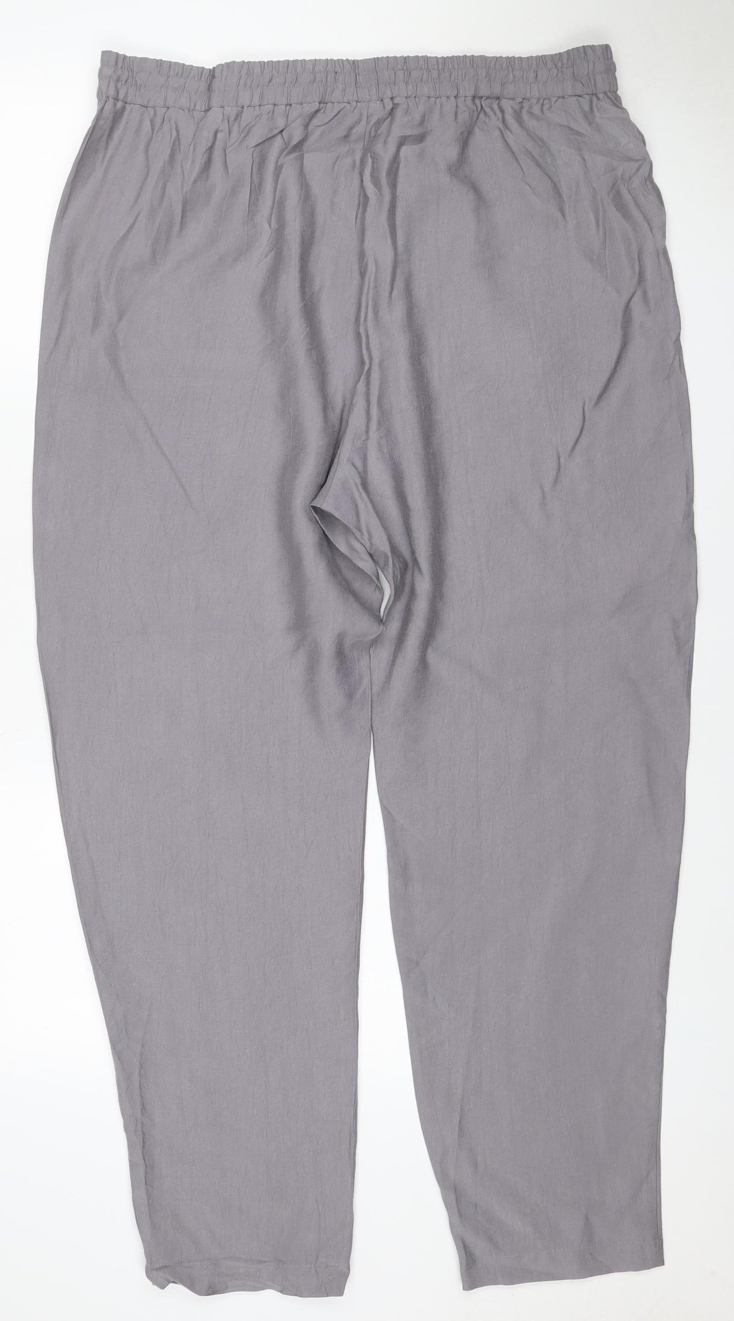 Marks and Spencer Women Grey Size 8 Tapered Drawstring Trousers