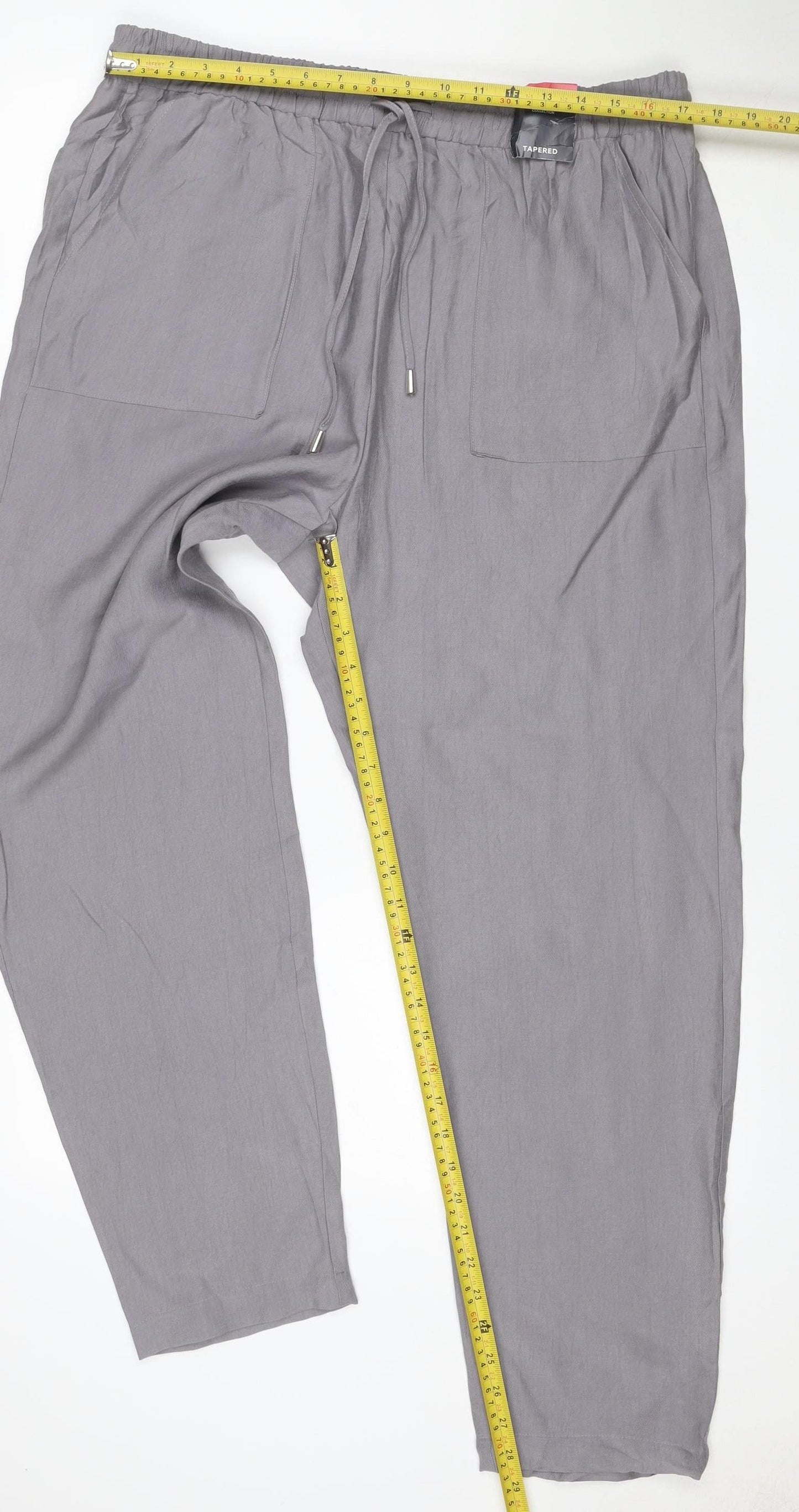 Marks and Spencer Women Grey Size 8 Tapered Drawstring Trousers