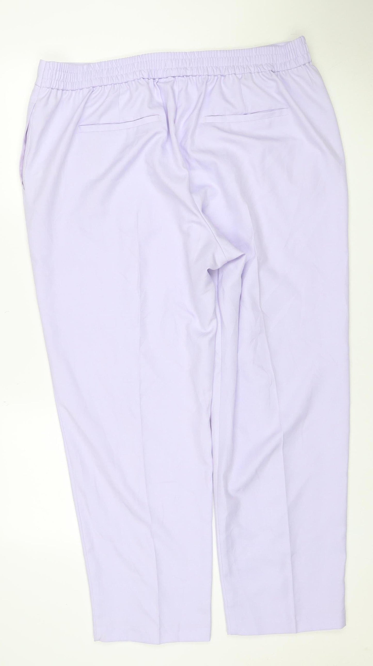 M&S Women Purple Size 20 Short Wide Leg Elastic Waist Trousers