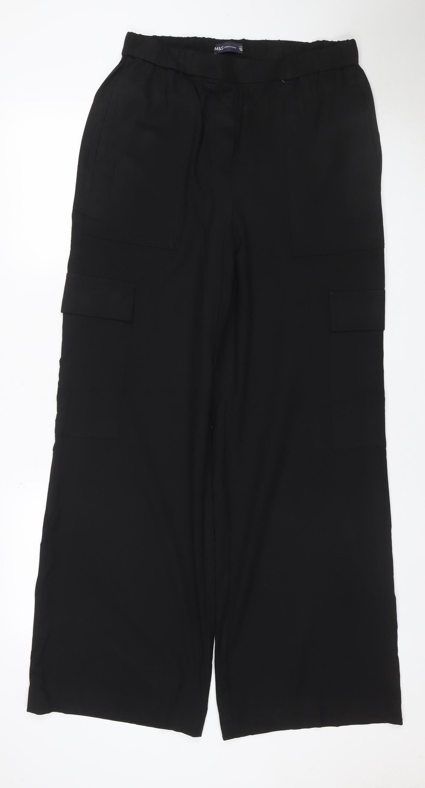 Marks & Spencer Women’s Black UK 12 Cargo Wide-Leg Trousers
