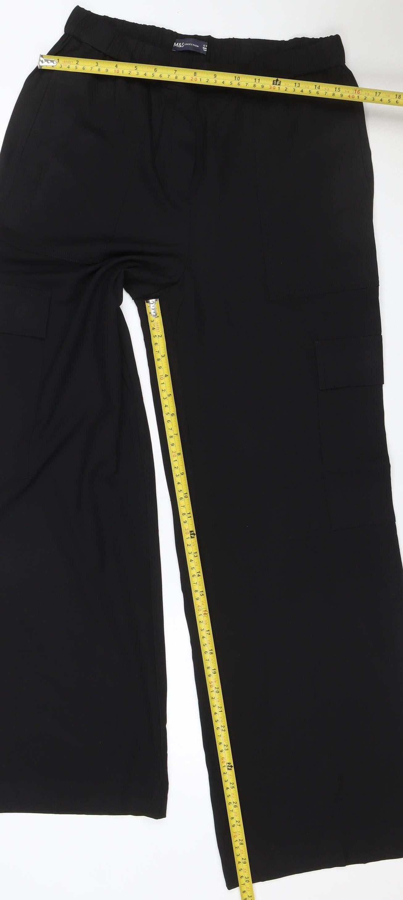 Marks & Spencer Women’s Black UK 12 Cargo Wide-Leg Trousers