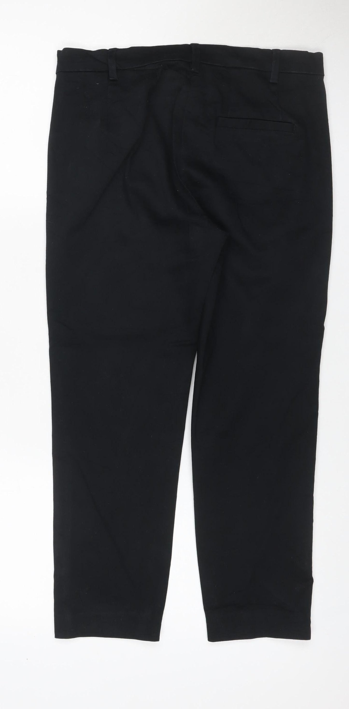 Marks and Spencer Women Black UK 10 Short Tailored Straight Trousers