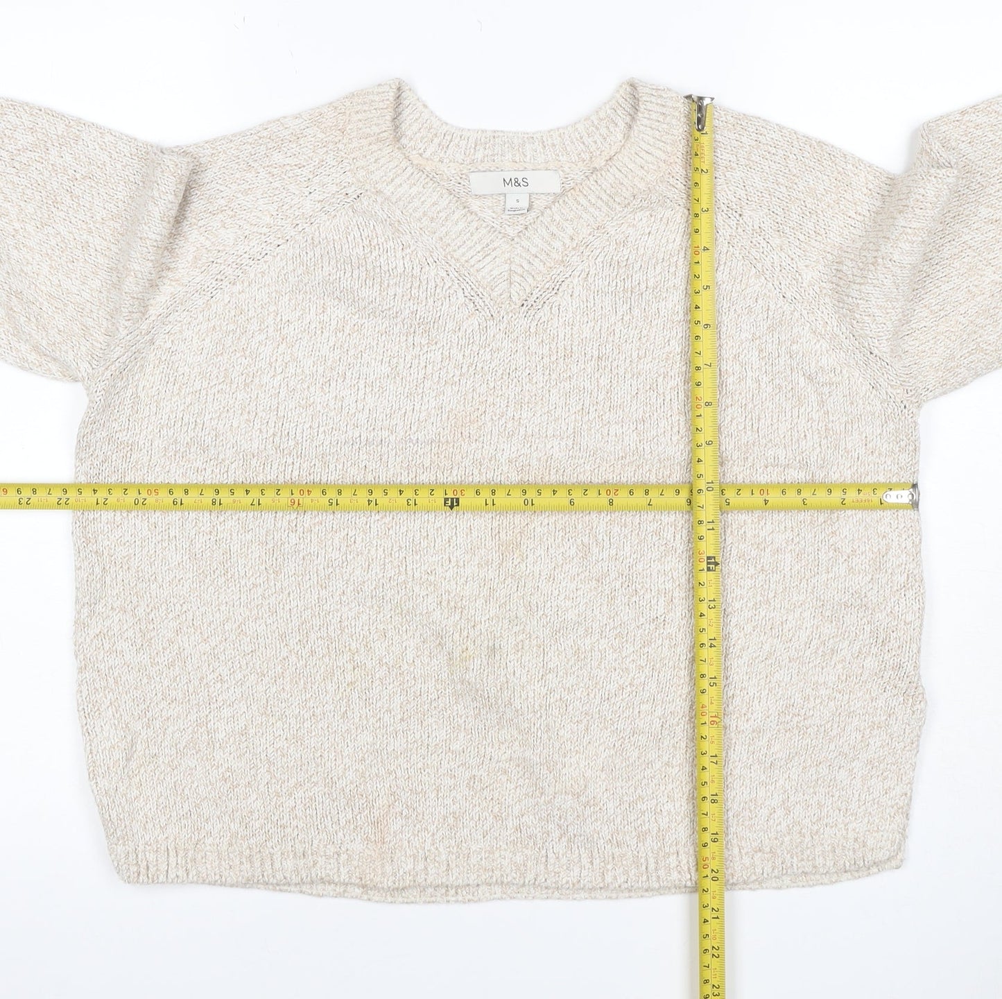 Marks and Spencer Women Ivory S Crew Neck Knit Raglan Jumper
