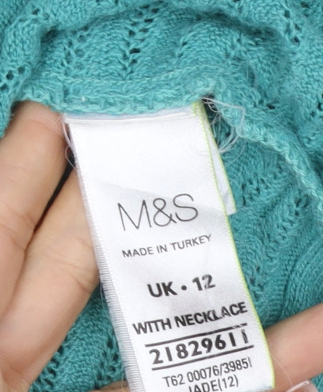 Marks & Spencer Per Una Women's Green UK 12 3/4 Sleeve Knit Jumper