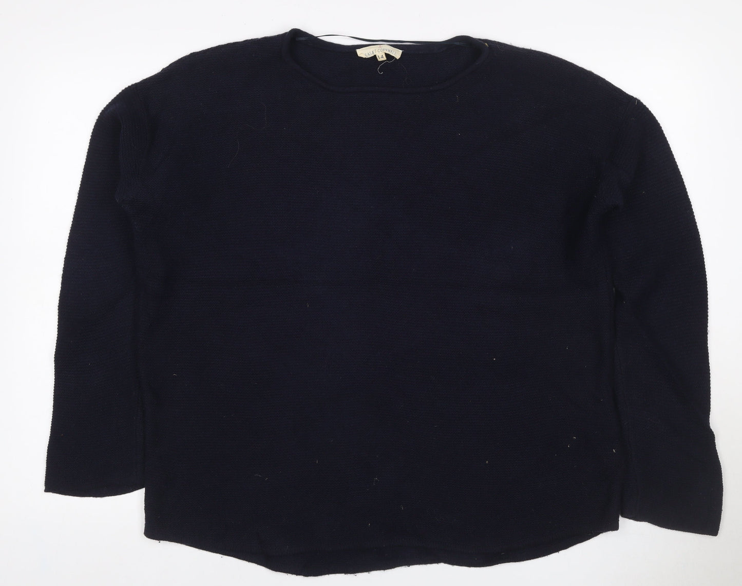 Cashmere Cornwall Women’s Navy Blue Wool Knit Jumper UK 14 Crew Neck