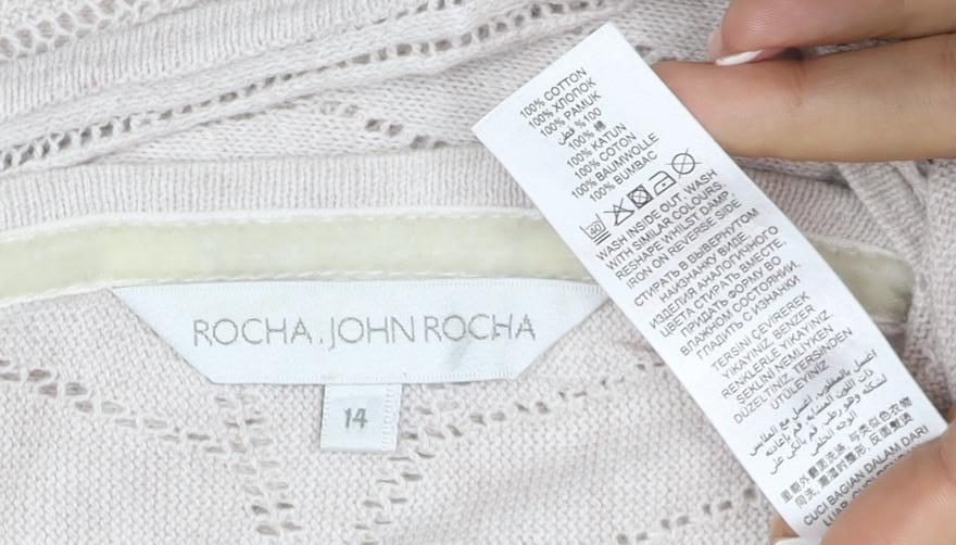 Rocha John Rocha Women Ivory Size 14 Open-Knit Tie Wrap Cardigan