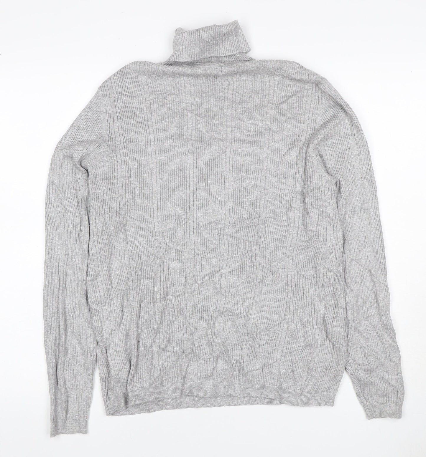 Marks & Spencer Women Grey UK 12 Ribbed Roll Neck Jumper