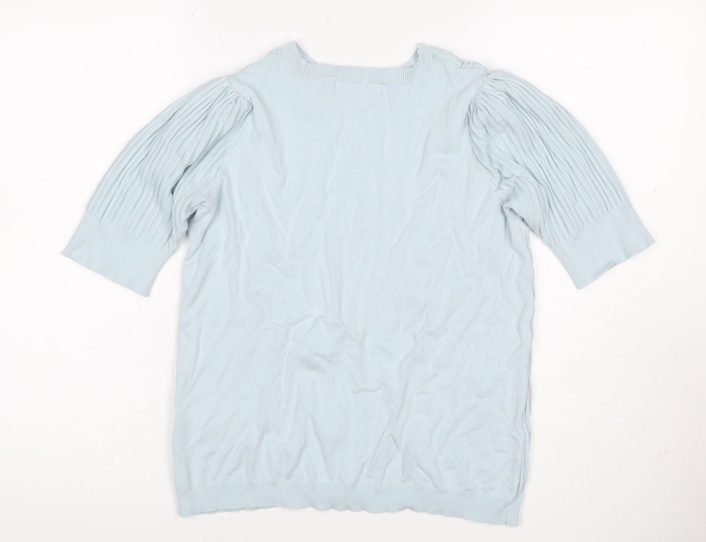 Marks & Spencer Women Blue UK 16 Tunic Jumper Rib Knit Puff Sleeve