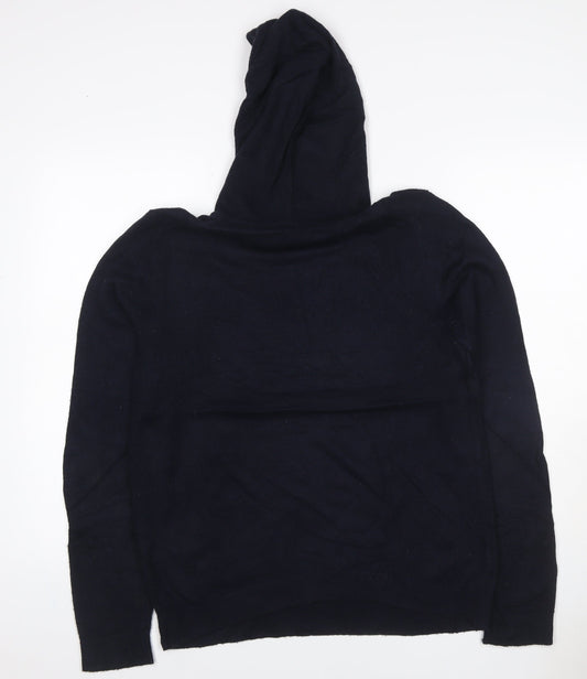 Reiss Men’s Navy Hooded Knit Pullover Jumper Size S Wool Cashmere Blend