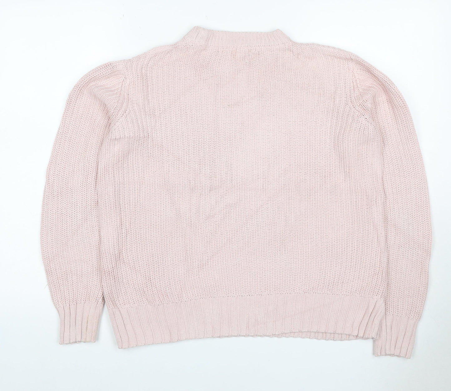 Marks and Spencer Women Pink S Cable Knit Mock Neck Jumper