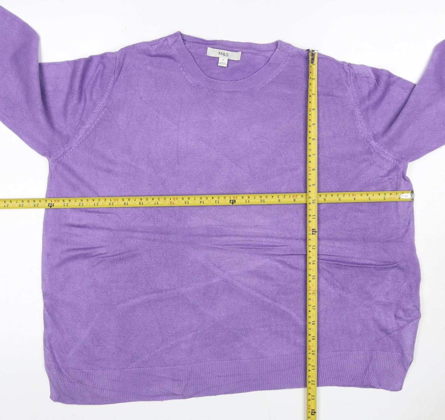 Marks & Spencer Women Purple Cashmere Crew Neck Jumper Size 18