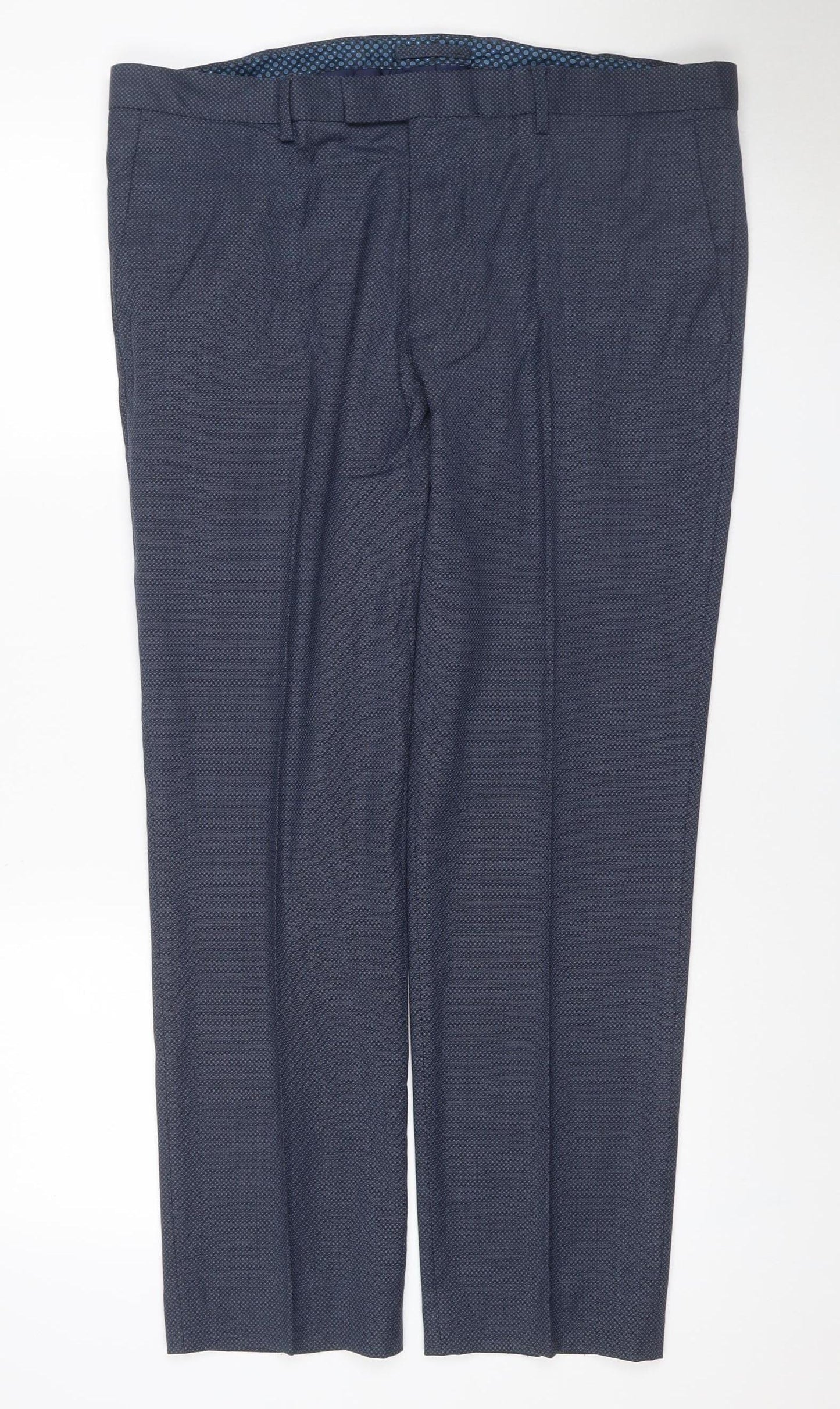 Marks and Spencer Men's Blue 38W 31L Tailored Fit Wool Dress Trousers
