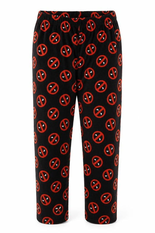 Marvel Men Black XL Deadpool Fleece Pyjama Pants Superhero