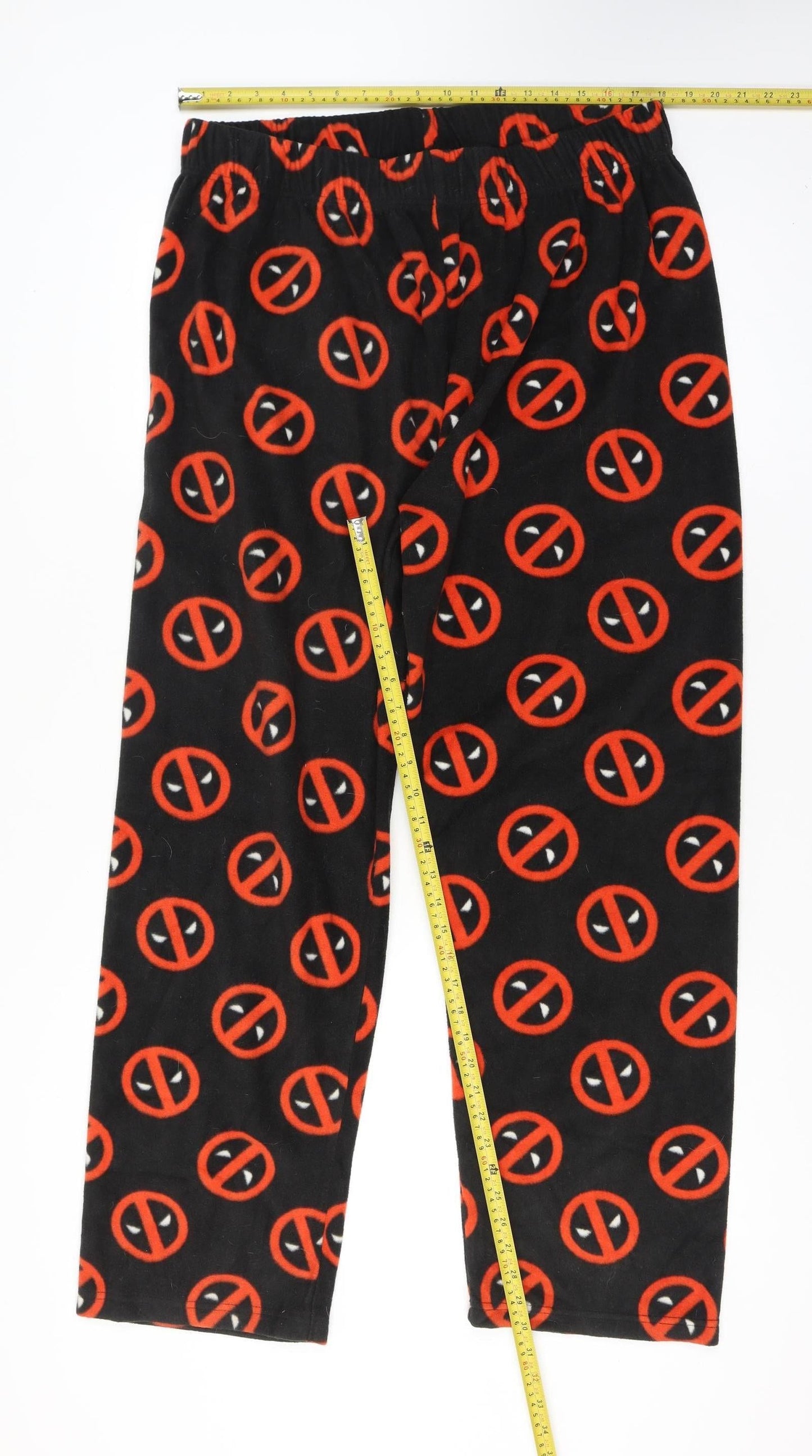 Marvel Men Black XL Deadpool Fleece Pyjama Pants Superhero