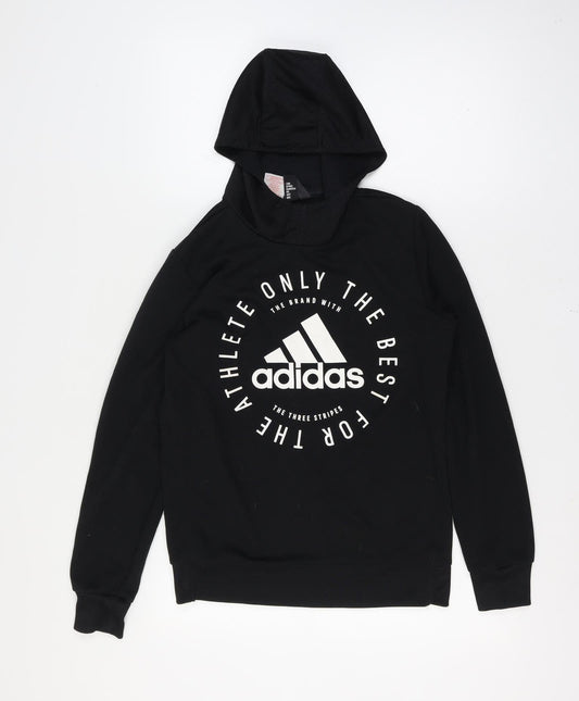 adidas Boys Black Logo 15-16 Years Graphic Pullover Hoodie