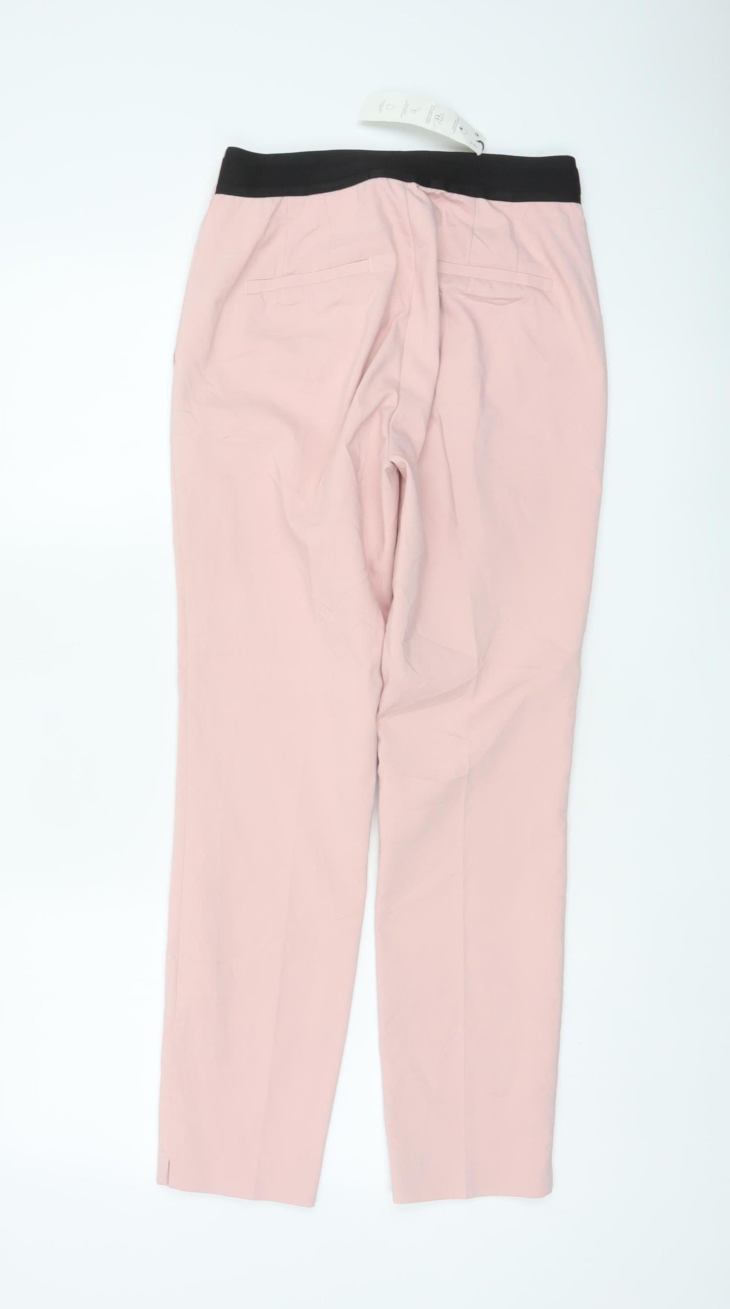Zara Women Pink S Tapered Stretch Tailored Trousers