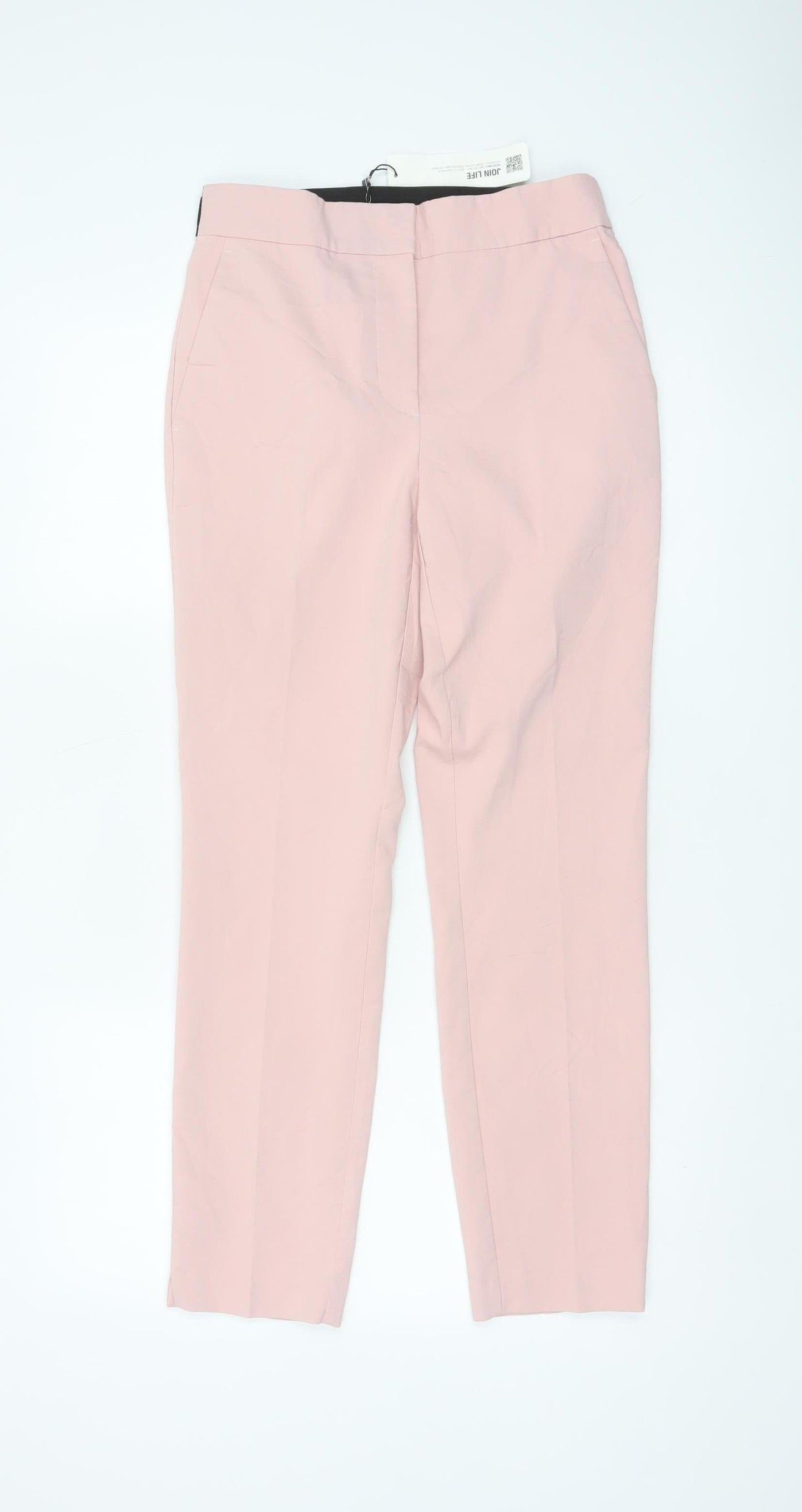 Zara Women Pink S Tapered Stretch Tailored Trousers